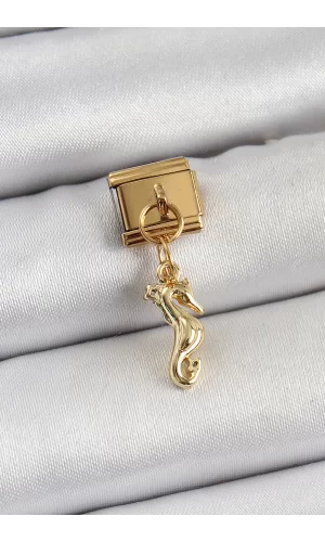 316L Çelik Sallantılı Deniz Atı Model Gold Renk Nomination Charm