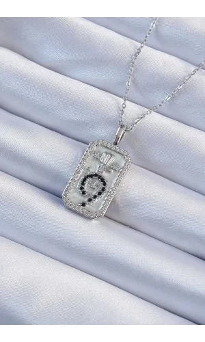 316L Çelik Zincir Gümüş Renk Zirkon Taşlı Minimal Papatya Figürlü Tarot Kolye