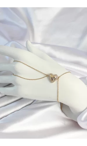 316L Çelik Zincirli Gold Renk Kalp Figürlü Şahmeran