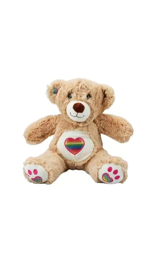 3184 Gökkuşağı Kalpli Peluş Ayı 30 Cm -sunman