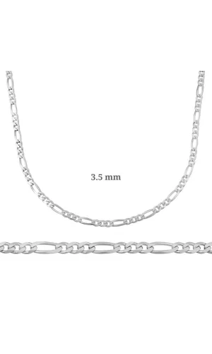 Luz&Pos 3.5 Mm Gümüş Figaro Zincir - 100 Mikron