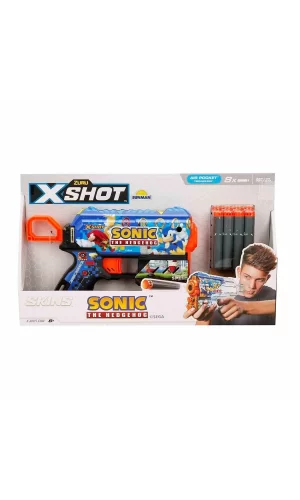 36648 X-shot Skins Flux Sonic The Hedgehog 8 Mermili Sünger Dart Atan Silah 21 Cm -sunman