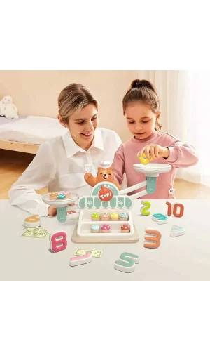 3905 Sun-ahşap Manyetik Terazi Alışveriş Oyunu