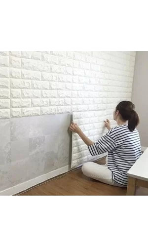 3D Tuğla Desenli Kendinden Yapışkanlı Duvar Paneli 58x38 cm