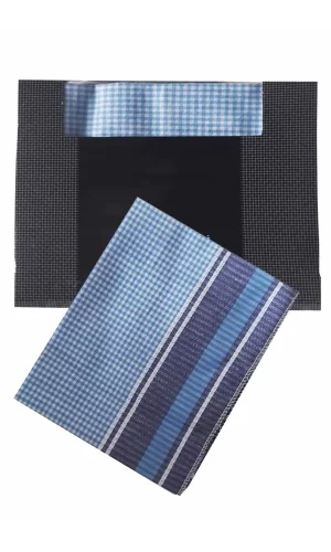 3’lü Özel Paket Premium Erkek Mendil Seti  &#37;100 Pamuk 42x42 cm Mavi
