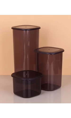 3lü Saklama Kabı - 1750-1200-550ml Koyu Şeffaf