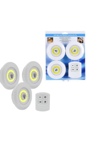 3lü Uzaktan Kumandalı Yapışkanlı Kablosuz Led Spot Lambalar