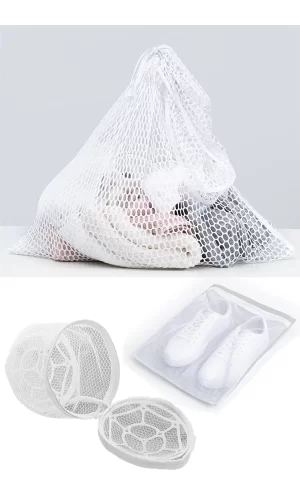 3lü Yıkama File Seti - Ayakkabı Filesi-plastik Aparatlı Sütyen Yıkama- Çamaşır Yıkama Filesi