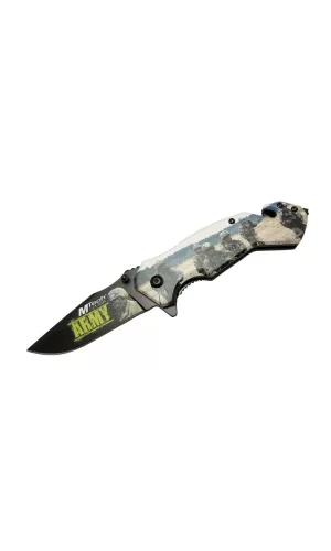 4 23 3 Army Kurtarma / Kamp Çakı 20cm - Yarı Otomatik, Kemerlikli, Cam Kırma Ve İp Kesme Aparatlı