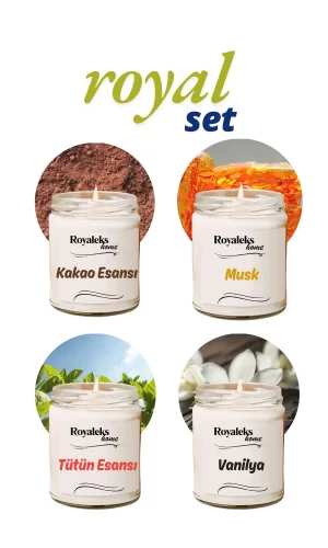 4 Adet Doğal Özel Seri Kokulu Dekoratif Kavanoz Mum 4X210 cc - Royal Set - RYL