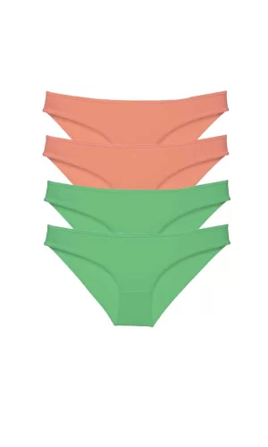 4 adet Eko Set Likralı Kadın Slip Külot Pudra Yeşil