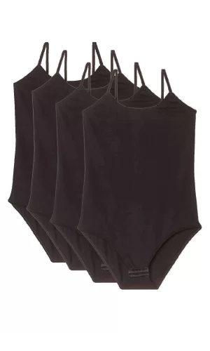 4 Adet İp Askılı Kadın Çıtçıtlı Body Siyah
