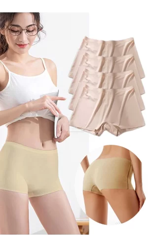 4 Adet Kadın Dikişsiz Görünmez İz Yapmaz Mini Şort Boxer Ten