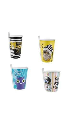 4 Adet Kendinden Pipetli Bardak 400 Ml