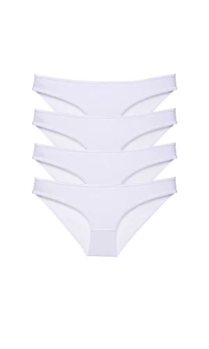 4 adet Süper Eko Set Likralı Kadın Slip Külot Beyaz