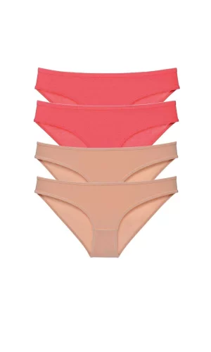 4 adet Süper Eko Set Likralı Kadın Slip Külot Fuşya Ten