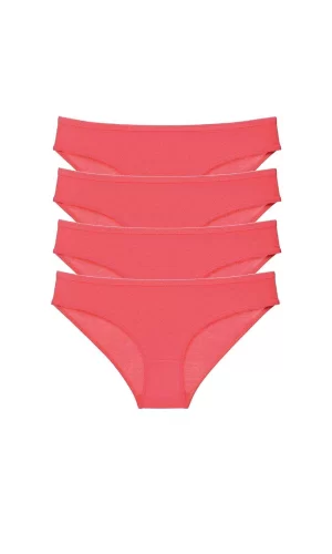 4 adet Süper Eko Set Likralı Kadın Slip Külot Kırmızı