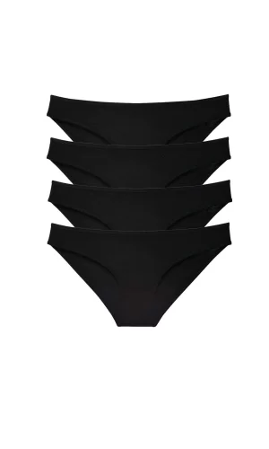 4 adet Süper Eko Set Likralı Kadın Slip Külot Siyah