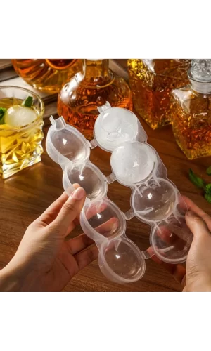 4 Bölmeli  Küre Buz Topu Kalıbı -  Yuvarlak Buz Topu