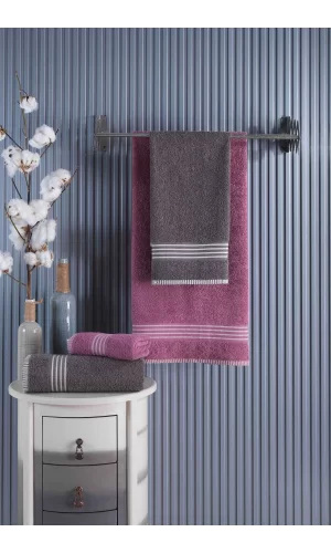 4 lü Kadın Erkek Banyo Havlusu Takımı Oscar Mürdüm Antasit