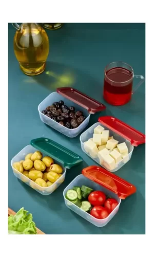 4lü Kapaklı Saklama Kabı Çerezlik Kahvaltılık Piknik Kabı Royaleks-HS-017