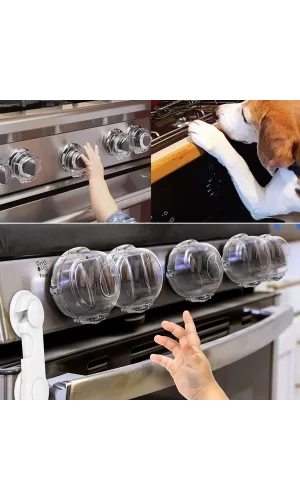 4 Lü Set Ocak- Fırın Düğme Koruyucu Kilitli Güvenlik Kapakları