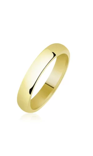 Luz&Pos 4 Mm Düz Bombeli Gold Gümüş Alyans