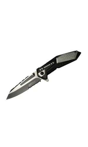 4172 Gri Kamp Çakı 21cm - Yarı Otomatik, Kemerlikli, Testere Detaylı
