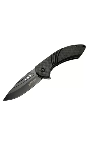 4212 Siyah Kamp Çakı 20cm- Yarı Otomatik, Kemerlikli, Oluklu