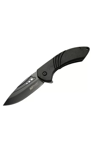 4212 Siyah Kamp Çakı 20cm- Yarı Otomatik, Kemerlikli, Oluklu