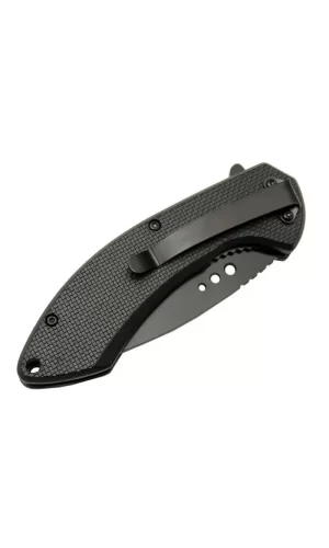 4215 Kırmızı Kamp Çakı 20cm- Yarı Otomatik, Kemerlikli, Oluklu