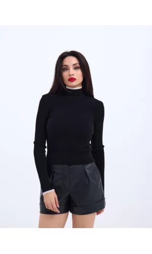 42251 TRİKO BALIKÇI FİTİLLİ KAZAK-SİYAH-EKRU