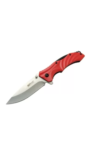 4312 Kırmızı Kamp Çakı 20cm - Yarı Otomatik, Kemerlikli