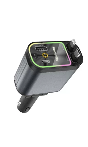 4’ü 1 Arada Çift Usb Bağlantı Noktalı, Type-c Pd Hızlı Şarjlı 66w,geri Çekilebilir Araç Telefonu Şarj Cihazı