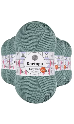 5 Adet Baby One Tüylenmeyen El Örgü İpi Yünü Azur K493