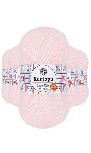 5 Adet Baby One Tüylenmeyen El Örgü İpi Yünü Bebe Pembe K255