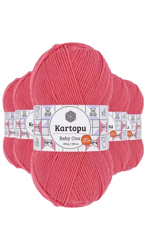 5 Adet Baby One Tüylenmeyen El Örgü İpi Yünü Pembe K254