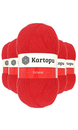 5 Adet Kristal Çift Katlı El Örgü Lif İpi Açık Kırmızı K160