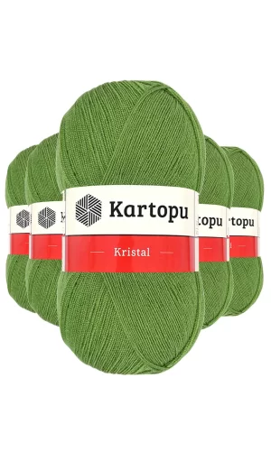 5 Adet Kristal Çift Katlı El Örgü Lif İpi Açık Yeşil K442