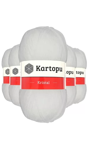 5 Adet Kristal Çift Katlı El Örgü Lif İpi Beyaz K010