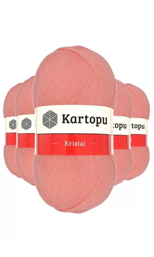 5 Adet Kristal Çift Katlı El Örgü Lif İpi Koyu Somon K1217
