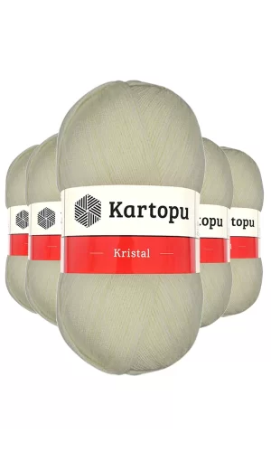 5 Adet Kristal Çift Katlı El Örgü Lif İpi Krem K025