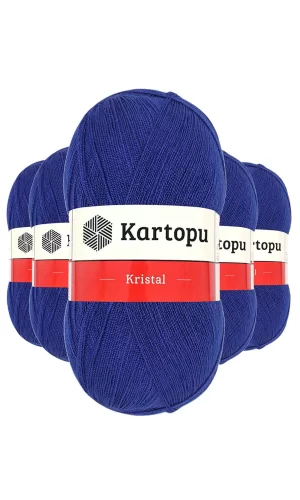 5 Adet Kristal Çift Katlı El Örgü Lif İpi Lacivert K627