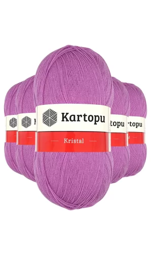 5 Adet Kristal Çift Katlı El Örgü Lif İpi Leylak K805