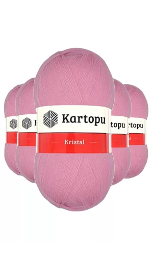 5 Adet Kristal Çift Katlı El Örgü Lif İpi Pembe K774