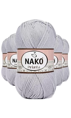 5 Adet Pırlanta Amigurumi El Örgü İpi Yünü Açık Gri 130
