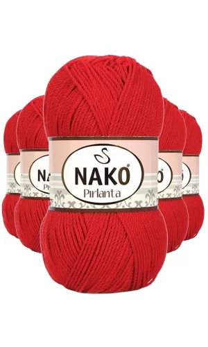 5 Adet Pırlanta Amigurumi El Örgü İpi Yünü Gelincik Kırmızı 6741