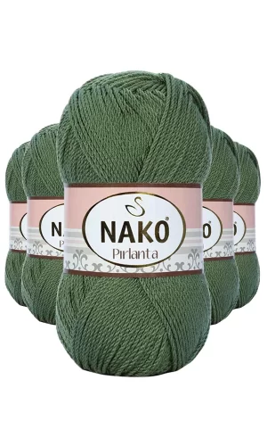 5 Adet Pırlanta Amigurumi El Örgü İpi Yünü Haki Yeşil 11253