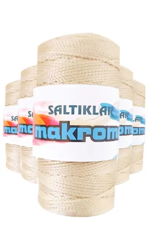 5 Adet Polyester Makrome İpi 230 Açık Bej 100 gr