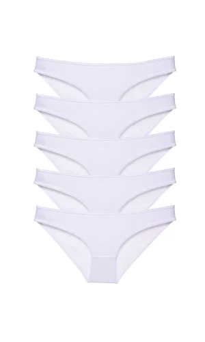 5 adet Süper Eko Set Likralı Kadın Slip Külot Beyaz